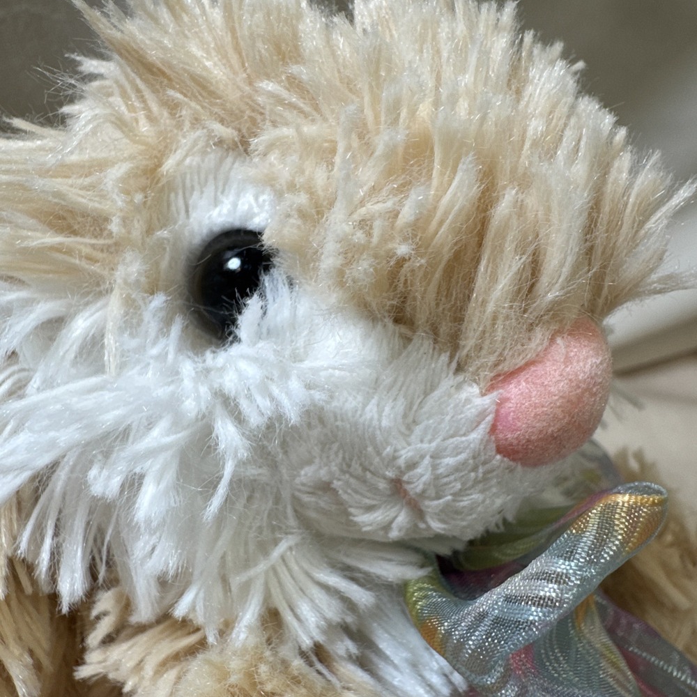 KIDS OF AMERICA CORP Stuff/Plush rabbit EASTER BUNNY‎ 8" tan & white pastel Bow - Picture 6 of 12